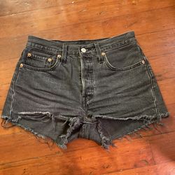 Levis 501 Shorts Size 26 Black High Waisted Shorts 