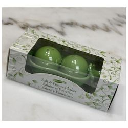 Brand new NIB Green Two Peas In A Pod Mini Salt & Pepper Shakers by Kate Aspen