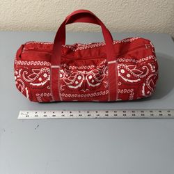 Red Paisley Bandana W/American Flag Lining Mini Duffle Bag