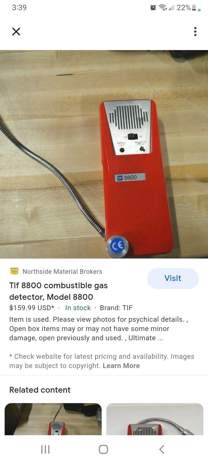 Tif 8800 combustible gas drtector model 8800