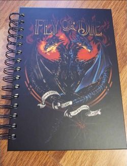 New Fly Or Die Dragon Caffeine & Curses 8.25" x 6" Hardcover Journal