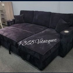 ✅️✅️Black  Convertible Sectional W/ Cup Holder & W/ USB Port✅️✅️