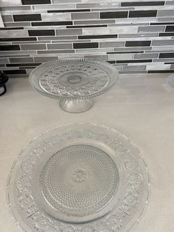 Glass Cake holder and plate