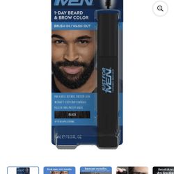 Just For Men 1-Day Beard & Brow Color, Temporary Dye for Beard and Eyebrows, Up to 30 Applications, Black  