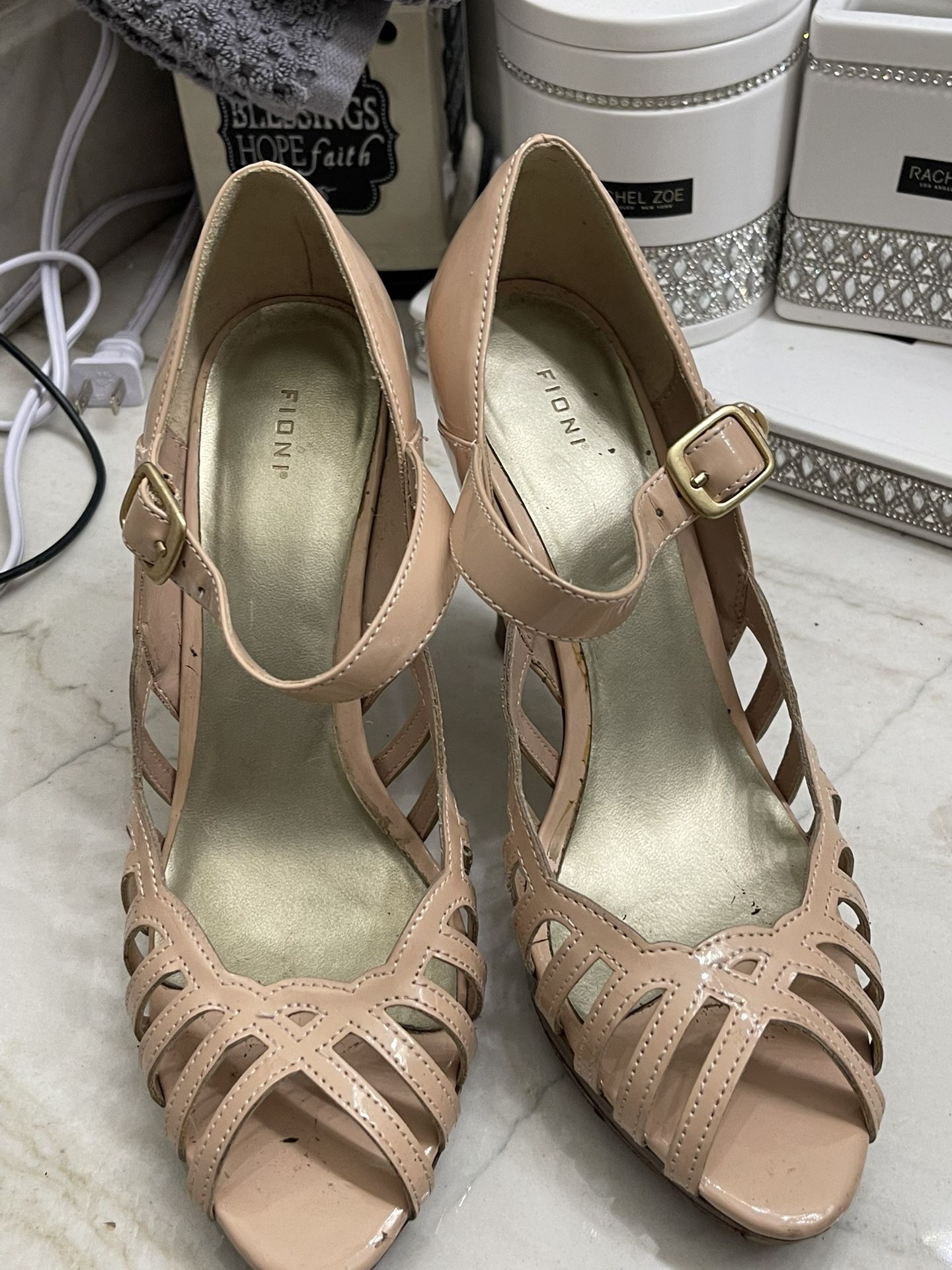 Blush Pink Peep Toe High Heels