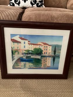 Wall art European scene - water canal with boats