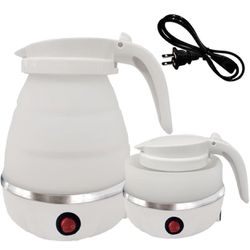 Travel Electric Kettle Portable Small Collapsible Kettle 600W, 5Mins Quick Water Boiler for Making Tea/Coffee, Food Grade Silicone BPA Free 600Ml 110V