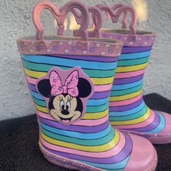 Minnie Mouse Rain Boots  Little Girls 7/8 .