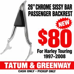 26-inch Chrome Sissy Bar Passenger Backrest for Harley Touring 1(contact info removed)