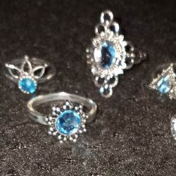 10 Various Size And Style Silver Rings
