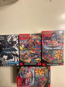 2 Chaos rising, 1 mega evolution and 1 black bolt bundle