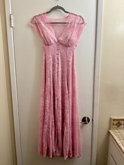 Popilush Pink Lace Maxi Dress Medium Built-In Shapewear