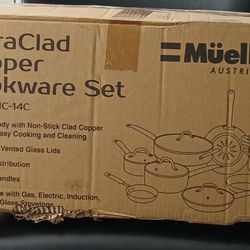 Mueller UltraClad COPPER 14 Piece Cookware Set. MC-14C. NIB