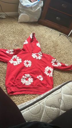 Large Red denim tears hoodie