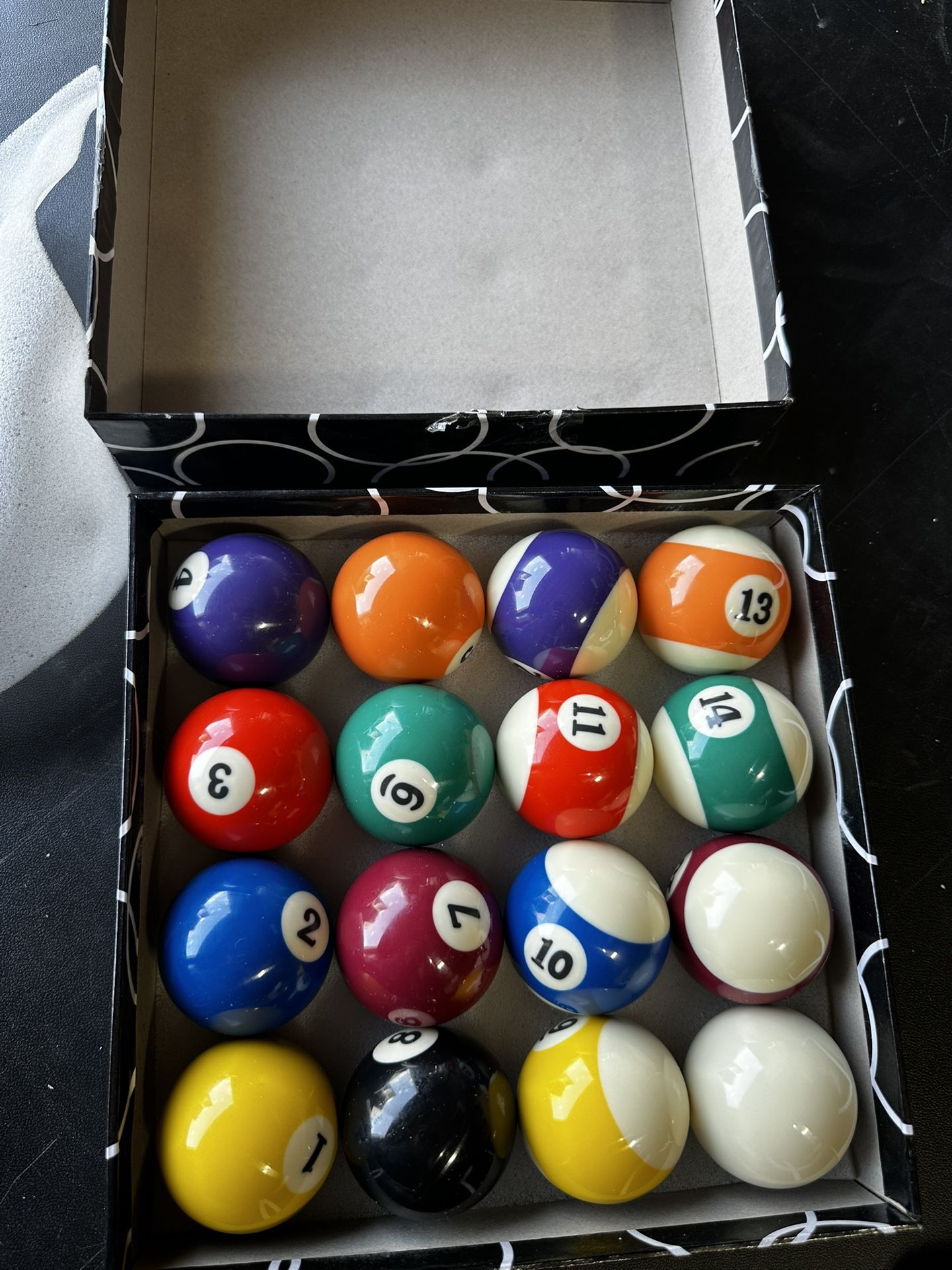 Deluxe 2-1/4" Billiard Pool Balls Marble-Swirl Style Billiards Ball Complete 16 Ball Set