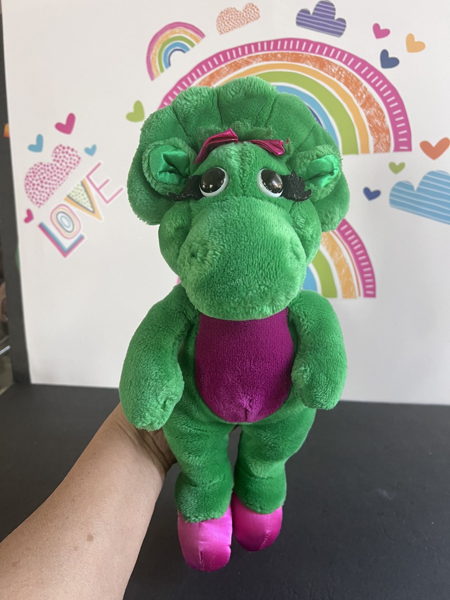 BABY BOP !! BARNEY’s FRIEND!  SHE IS 14 Inches!! GREEN AND PURPLE