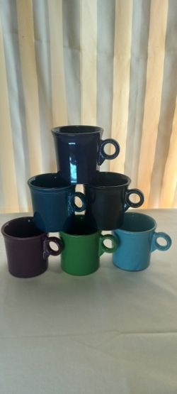 Fiesta Fiestaware Hlc Homer Laughlin Multi-color Set Of Six 0 Ring Handle Coffee Cup Mugs