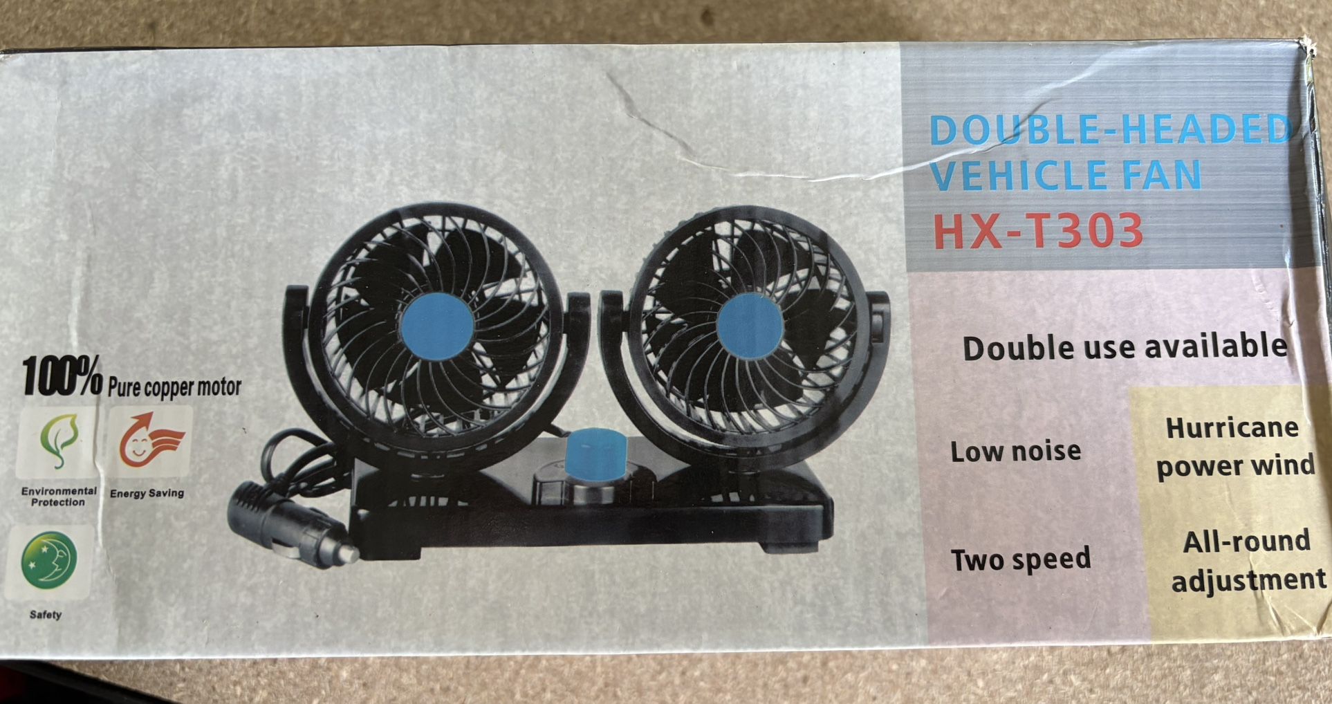 NEW! Double Headed Vehicle Fan
