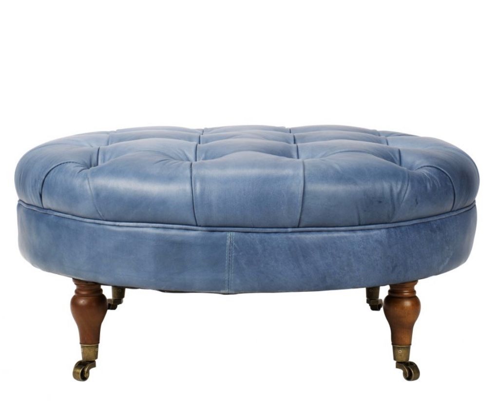 💙 CADMAN LEATHER OTTOMAN BLUE 💙 MOE’S Furniture 💙 Brand NEW!!!