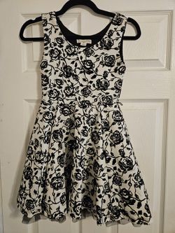 Knitworks Girls Black And White Floral A Line Dress Size 10