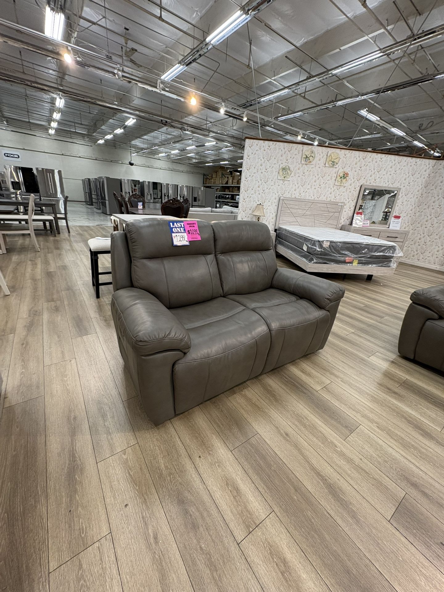 Costco Top Grain Leather Power Recliner Loveseat