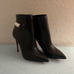 Christian Louboutin | Lock So Kate 100mm Leather Boots Black Heels