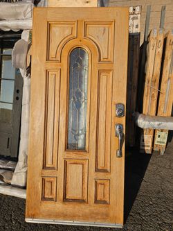 Single solid wood front entrance door