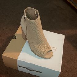 Tan Heel Booties Open Toe