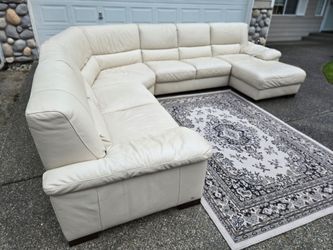White Leather Sectional Delivery Available 🚚