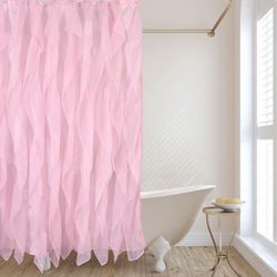 Pink Ruffle Shower Curtain | 72 X 72 Inches