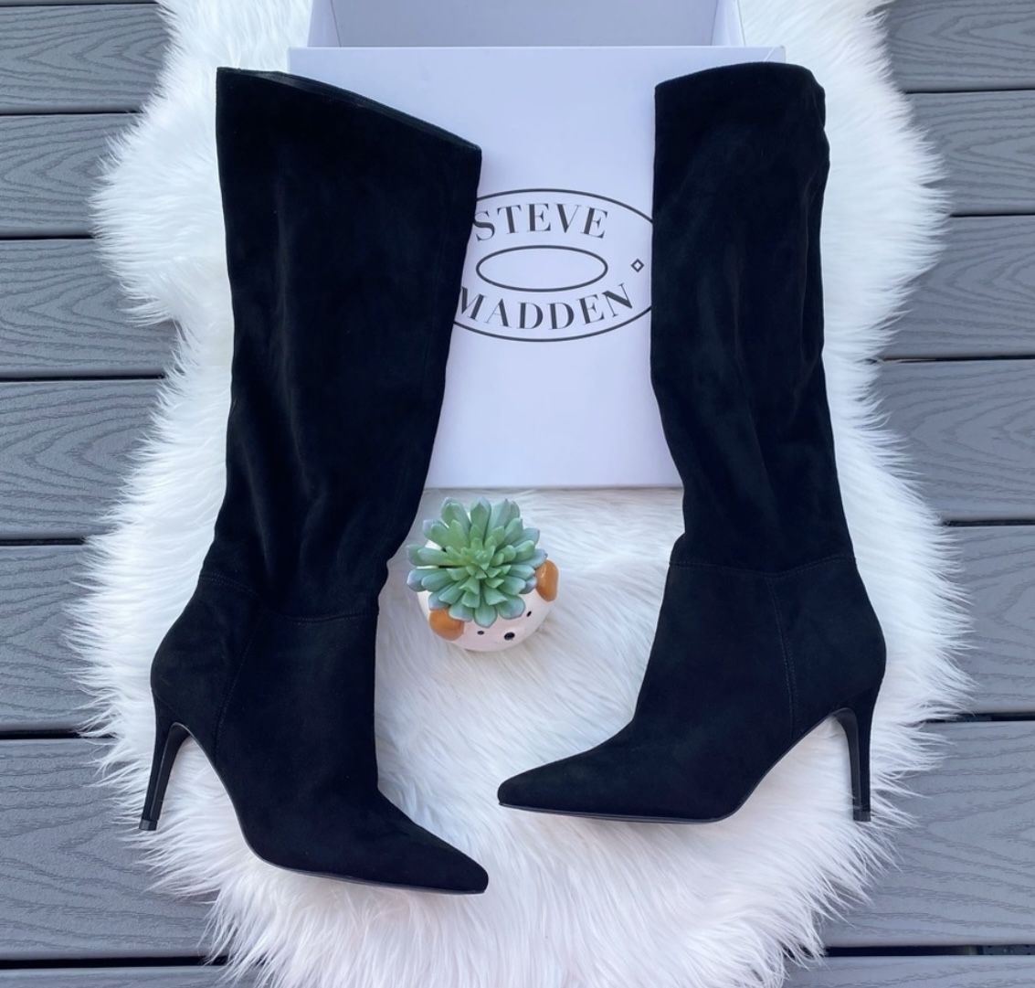 Steve Madden Black Suede Knee High Boots