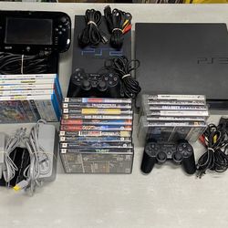 Video Game Bundle For Sale $550. OBO. (5 Consoles And 26 Games) Nintendo Wii, Wii U, Sega Dreamcast, PlayStation 2 & 3.  