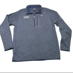 Patagonia Blue Better Sweater Men's Large Gray 1/4 Zip Fleece Lined Long Sleeve