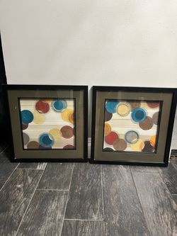 Set of 2 Abstract Circle Framed Wall Art