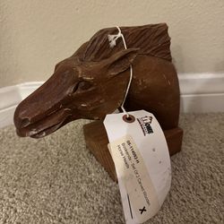 vintage wooden horse head 7.5 inch tall