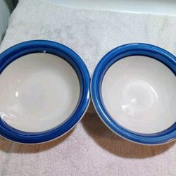 Vintage 1980s Stoneware Stripped Dishes Lot 