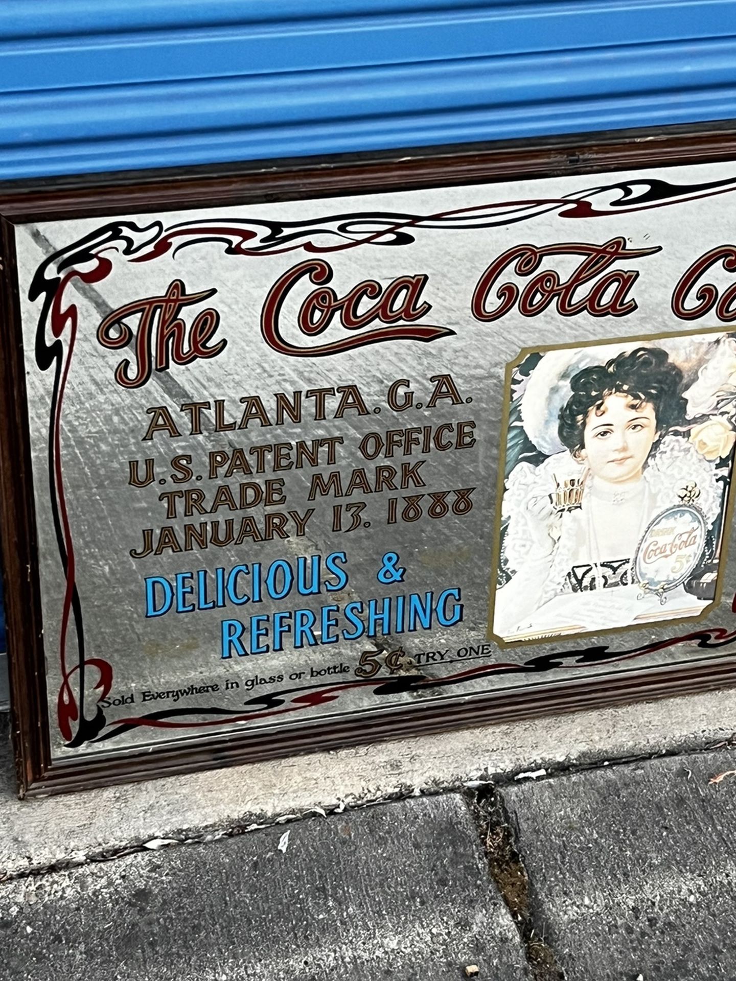 Coca Cola Vintage 70's Mirror Sign Bar Advertise Coke Atlanta Georgia Refreshing
