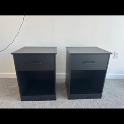 Black Wooden Nightstand Set Of 2