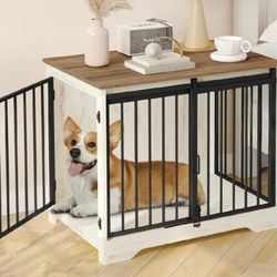 Dog Crate Furniture~32" Double Door Dog Crate w Barn Door~NEW~Dog Kennel Indoor, End Side Table