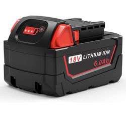 New-18V 6.0Ah Capacity Battery - Replacement for Milwaukee 18V Battery Compatible with Milwaukee 18 volt Batteries 48-11-1850 48-11-1852 48-11-1850R 5