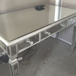 Mirrored Table/ Desk With 3 Drawers ( Mirrors Cracked On Drawers)  $120 OBO