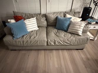 Full-Grain Leather Sofa and Loveseat Combo With Ottoman