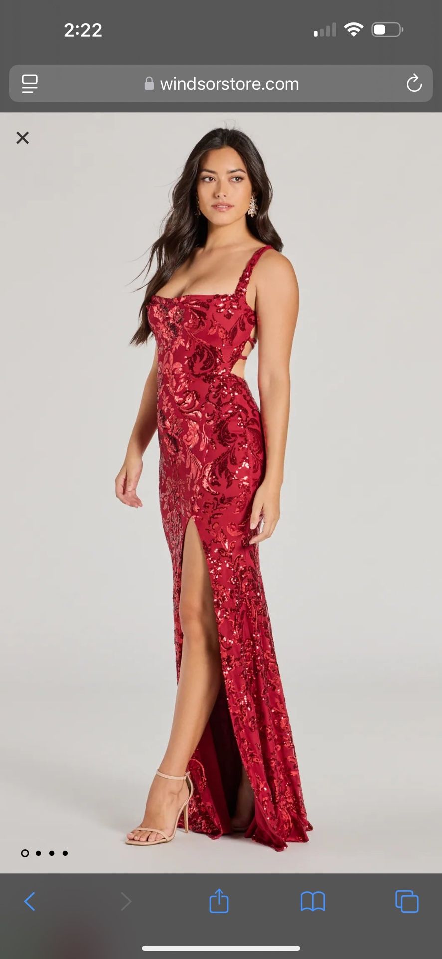 Red Moira Lace-Up Bodycon Sequin Formal Dress