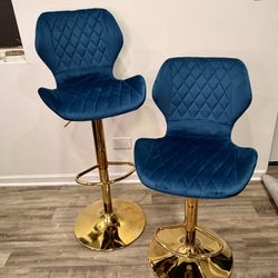 Blue and Gold Bar Stools