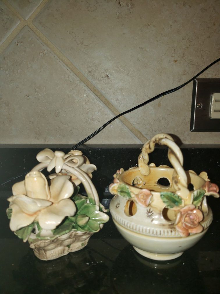 Italian porcelain decorative baskets