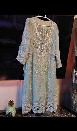 Light Blue Embroidered Formal Dress