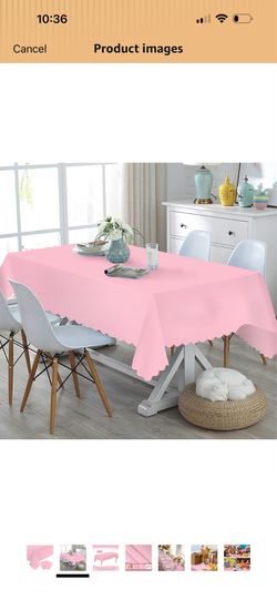 16 Pack Pink Plastic Table Cloths Disposable, Rectangle Disposable Scalloped Table Cloth