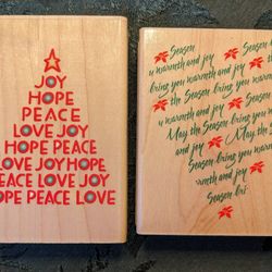 May The Season Heartprint & Joy Hope Peace Love Word Christmas Tree - - Wood Mounted Ink Stamps