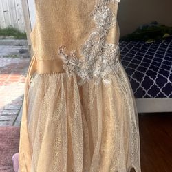 Gold Girl Dress For Special Occasion / Flower Girl Dress 3T - 4T 