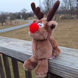 Vintage Russ RADAR Reindeer 7" Plush Stuffed Animal Toy Ruldolph Red Nosed Christmas 